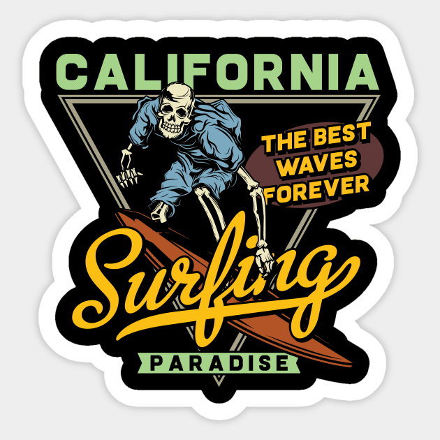 Malibu L.A. Surfing Gift Tee Summer Feelings Big Waves Sticker by gdimido